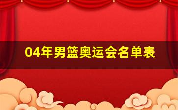 04年男篮奥运会名单表