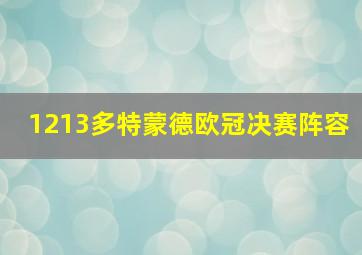 1213多特蒙德欧冠决赛阵容