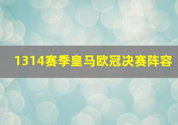 1314赛季皇马欧冠决赛阵容