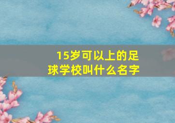 15岁可以上的足球学校叫什么名字