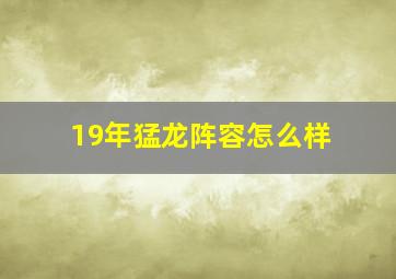 19年猛龙阵容怎么样