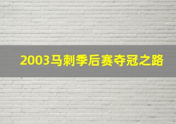 2003马刺季后赛夺冠之路