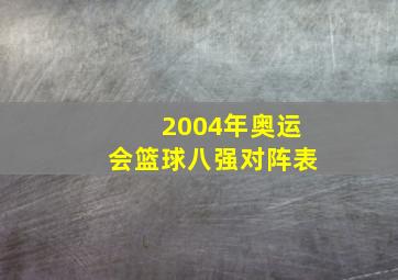 2004年奥运会篮球八强对阵表