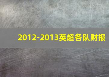 2012-2013英超各队财报