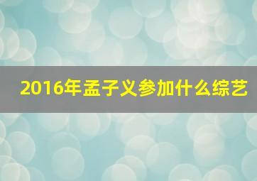 2016年孟子义参加什么综艺