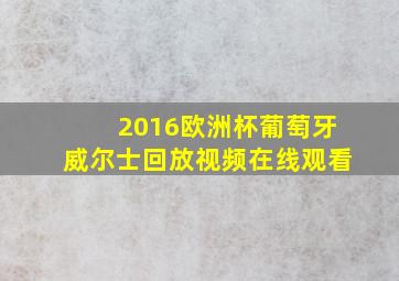 2016欧洲杯葡萄牙威尔士回放视频在线观看