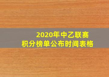 2020年中乙联赛积分榜单公布时间表格