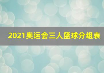 2021奥运会三人篮球分组表