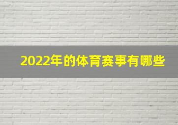 2022年的体育赛事有哪些