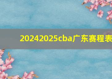 20242025cba广东赛程表