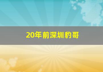 20年前深圳豹哥