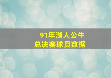 91年湖人公牛总决赛球员数据