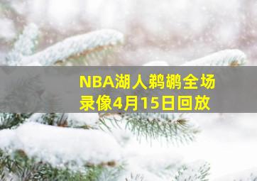 NBA湖人鹈鹕全场录像4月15日回放