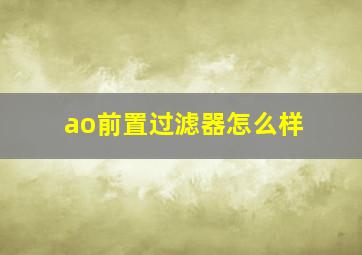 ao前置过滤器怎么样