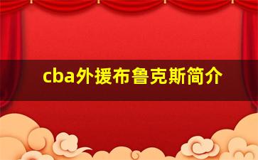 cba外援布鲁克斯简介