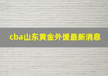 cba山东黄金外援最新消息