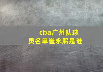 cba广州队球员名单崔永熙是谁