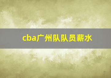 cba广州队队员薪水