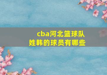 cba河北篮球队姓韩的球员有哪些