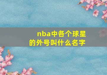 nba中各个球星的外号叫什么名字