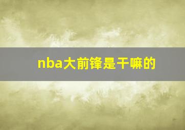 nba大前锋是干嘛的