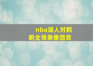 nba湖人对鹈鹕全场录像回放