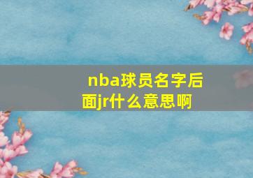 nba球员名字后面jr什么意思啊