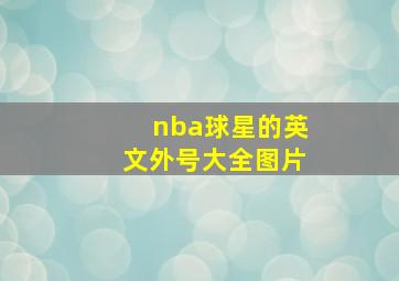 nba球星的英文外号大全图片