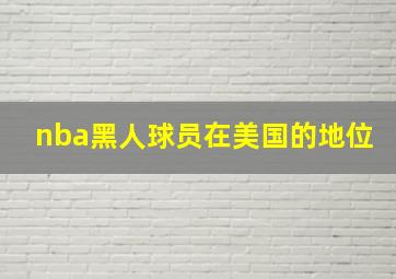 nba黑人球员在美国的地位