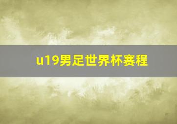 u19男足世界杯赛程