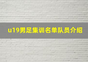 u19男足集训名单队员介绍