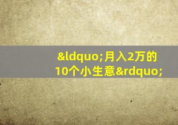 “月入2万的10个小生意”