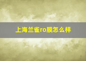 上海兰雀ro膜怎么样