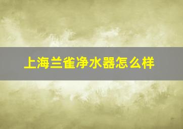 上海兰雀净水器怎么样