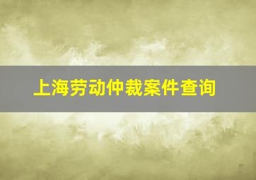 上海劳动仲裁案件查询