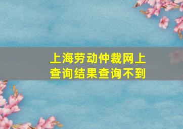 上海劳动仲裁网上查询结果查询不到