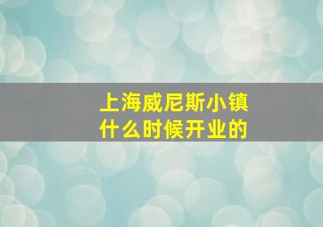 上海威尼斯小镇什么时候开业的