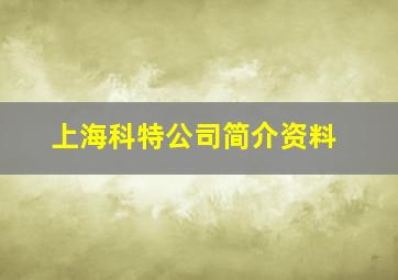 上海科特公司简介资料