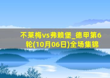 不莱梅vs弗赖堡_德甲第6轮(10月06日)全场集锦