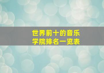 世界前十的音乐学院排名一览表