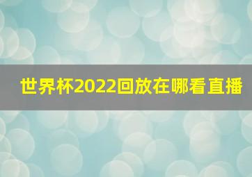 世界杯2022回放在哪看直播