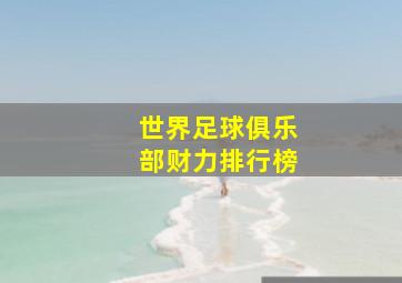 世界足球俱乐部财力排行榜