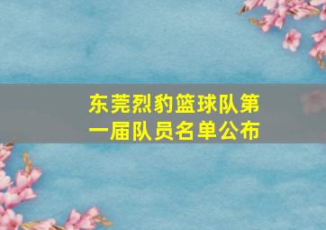 东莞烈豹篮球队第一届队员名单公布