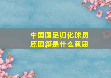 中国国足归化球员原国籍是什么意思