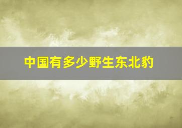 中国有多少野生东北豹