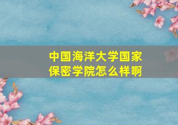 中国海洋大学国家保密学院怎么样啊