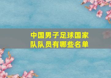 中国男子足球国家队队员有哪些名单