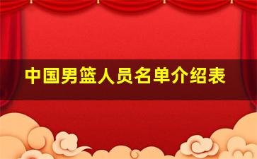 中国男篮人员名单介绍表