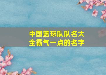 中国篮球队队名大全霸气一点的名字