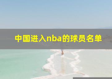 中国进入nba的球员名单